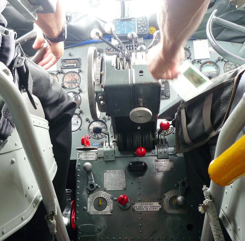 Original controls of a Colombian DC-3. The crashed plane was similar vintage.
