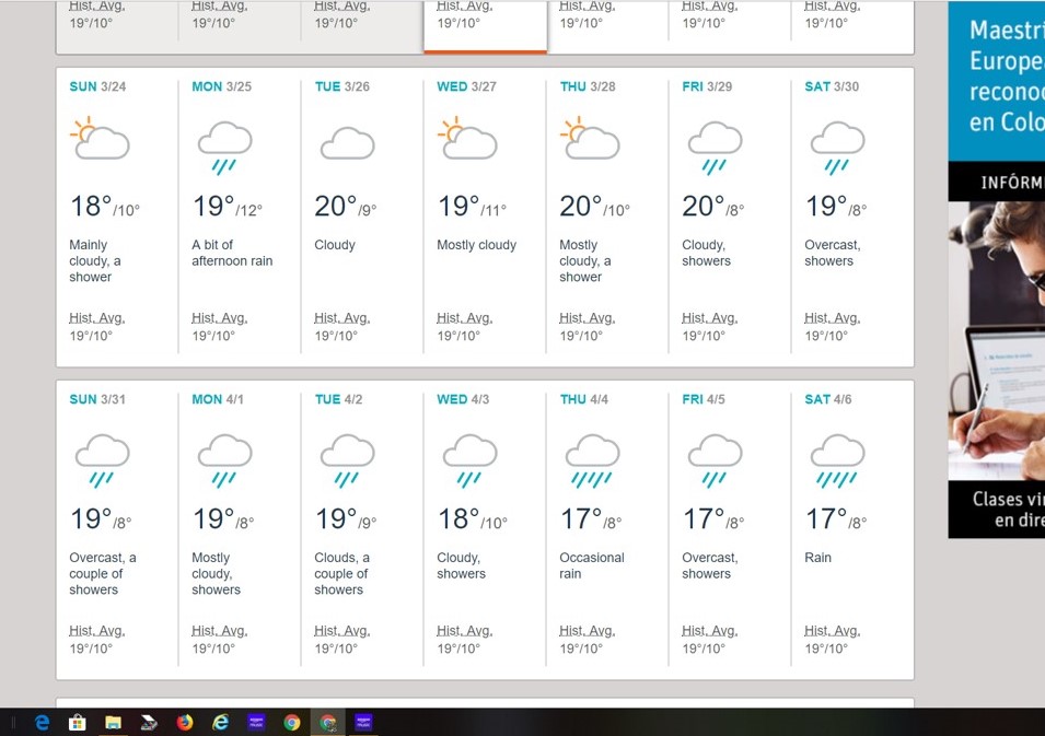 Weather forecast for Bogotá.