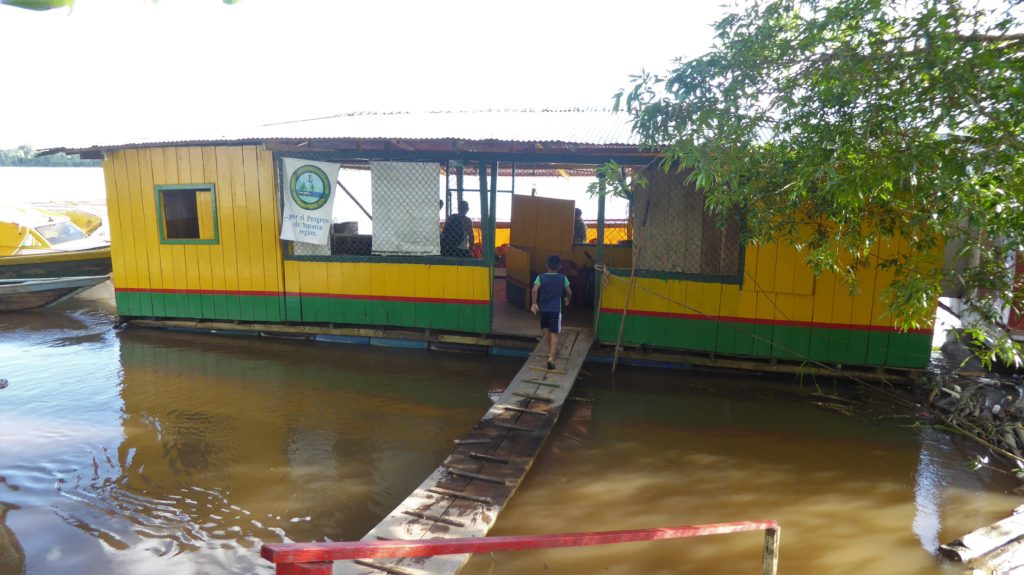 Colombia Amazon El Encanto: Cootranspiñuña  ticket office for downriver boats in Pto Leguizamo.