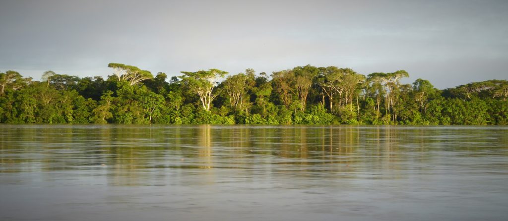Colombian Amazon El Encanto: Rio Putumayo in Amazonas. Very few people live along the river.  