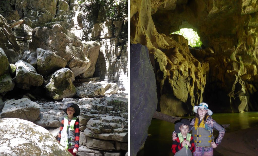 Colombia's Tuluní Caves: The limestone gorge, left, and inside La Catedral, right