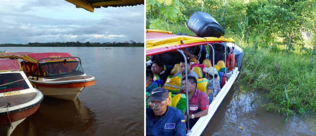 Colombian Amazon El Encanto: La Linea-  'the line' - fast speedboats with about 30 seats and a 200Hp motor ply the Rio Putuamayo. It's 9 hours in fast speedboat from Pto Leguizamo , in Putumayo Department, to El Encanto in Amazonas , expect at least one breakdown. The return cost is 380.000 pesos ( roughly US$140) and there is only one boat a week each way.