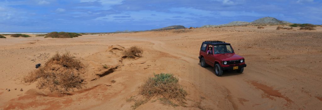 My 1989 Mitsubishi Montero in the La Guajira desert. Its an affordable, reliable old 4x4 in Colombia,though thirsty on the petrol...