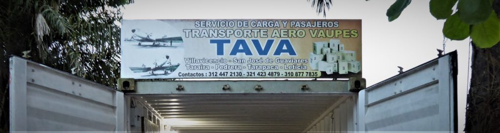 TAVA details for DC-3 flights on their 'office' (an old shipping container) in Leticia