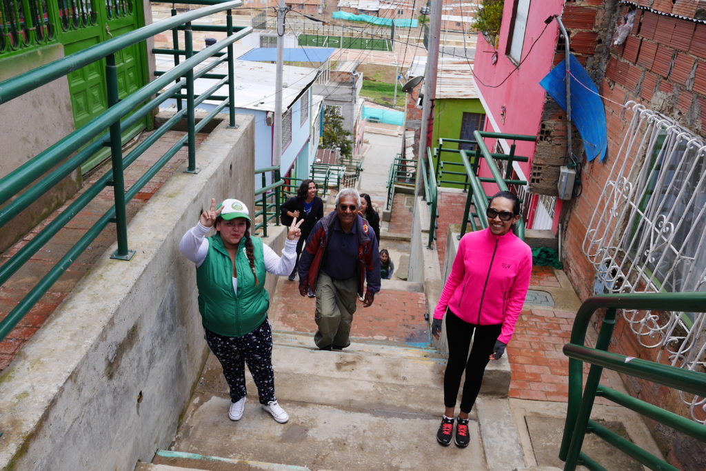 The barrio is linked by steep steps -good for the legs! Our guide Jenni on the left.