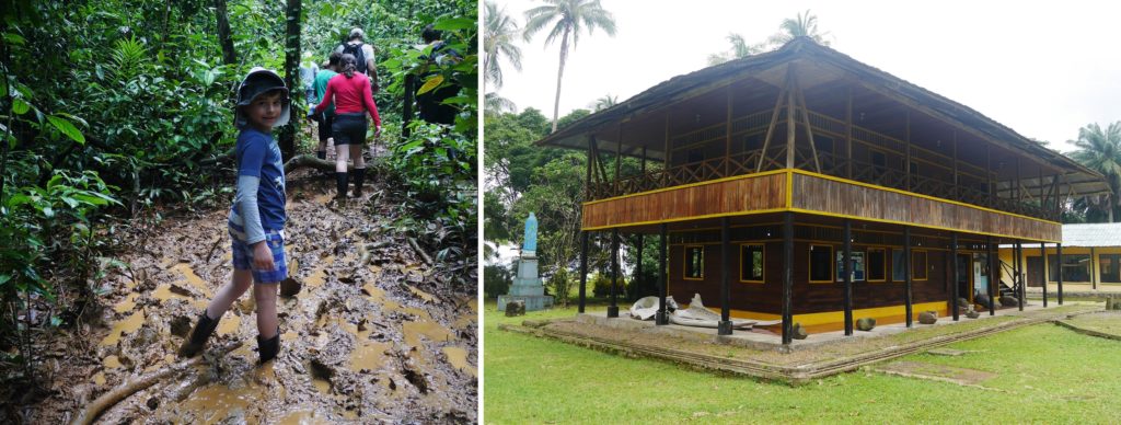 Isla Gorgona has muddy trails, but you'll get loaned a pair of rubber boots on arrival. Also prevents snake bite. The main visitor centre, right.