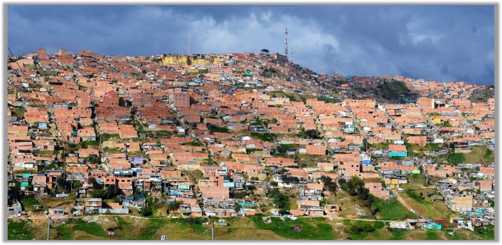 Ciudad Bolivar in the south of the city. Bogotá receives many poor and displaced families fleeing violence in other parts.