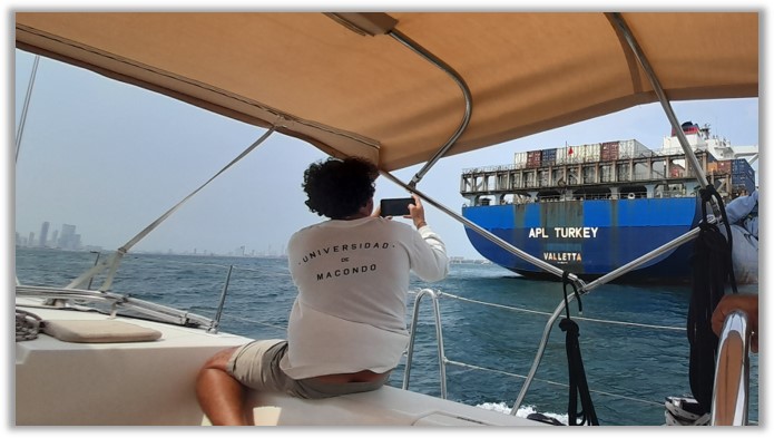 Dodging ships in the Outer Harbour.