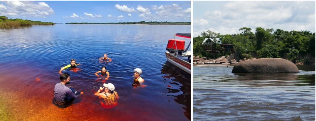 Swimming in the tannin stained waters of the Atabapo River, and petroglyphs at El Coco on the Guaviare River.