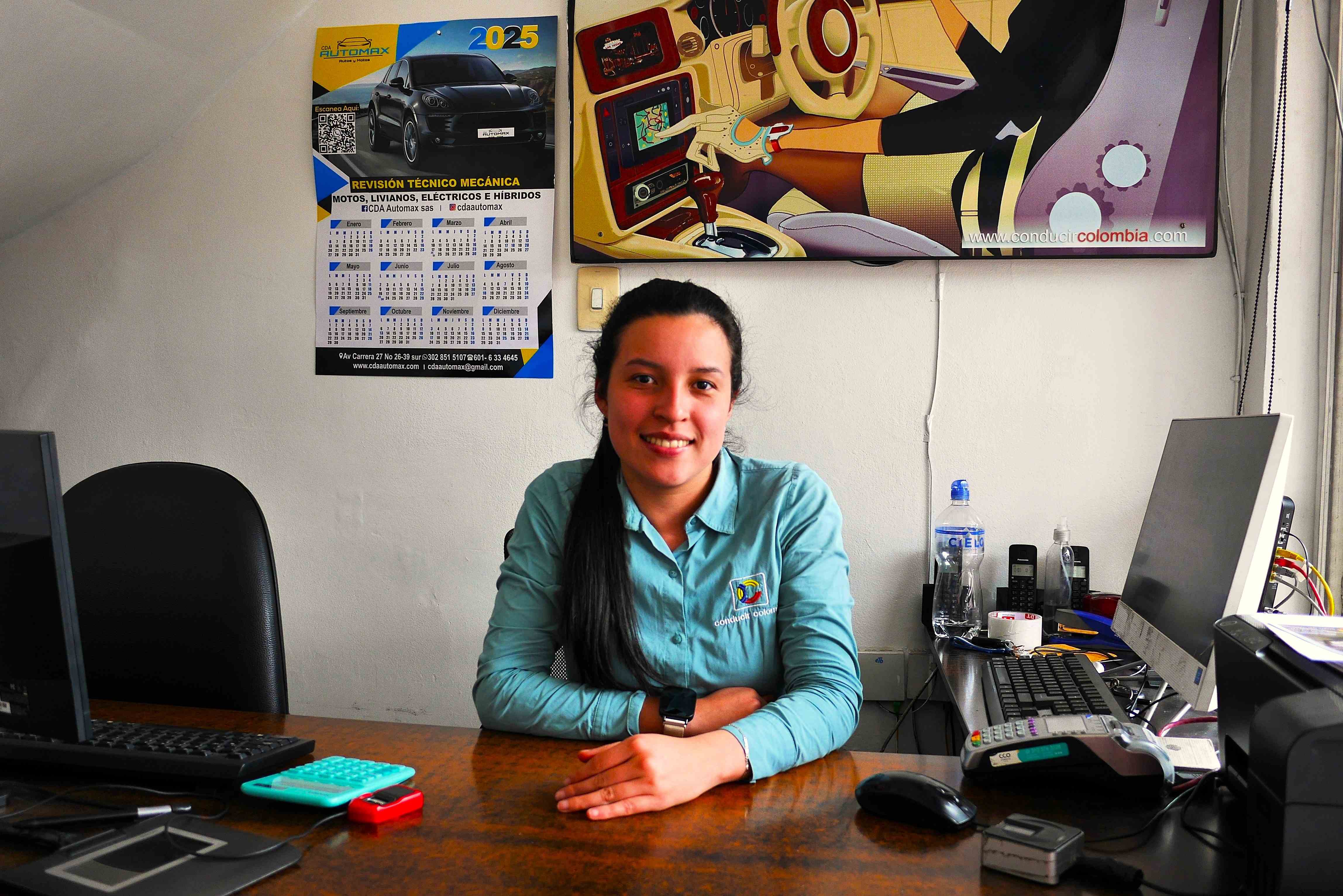 Paula Moreno at Conducir Colombia in Teusaquillo, Bogotá. The driving school has seen a big rise on foreigners applying for courses and a Colombian driving licence. The process here is much cheaper than many other countries.