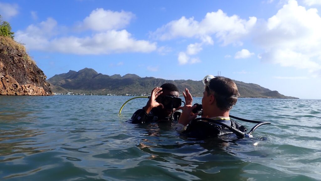 Diving training is done in the clear waters of Santa Catalina Island.