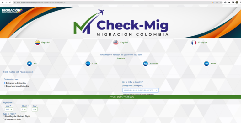 Colombia S Check Mig The On Line Form For International Air Travellers   Image 768x393 