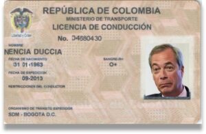 Colombian driving licence.