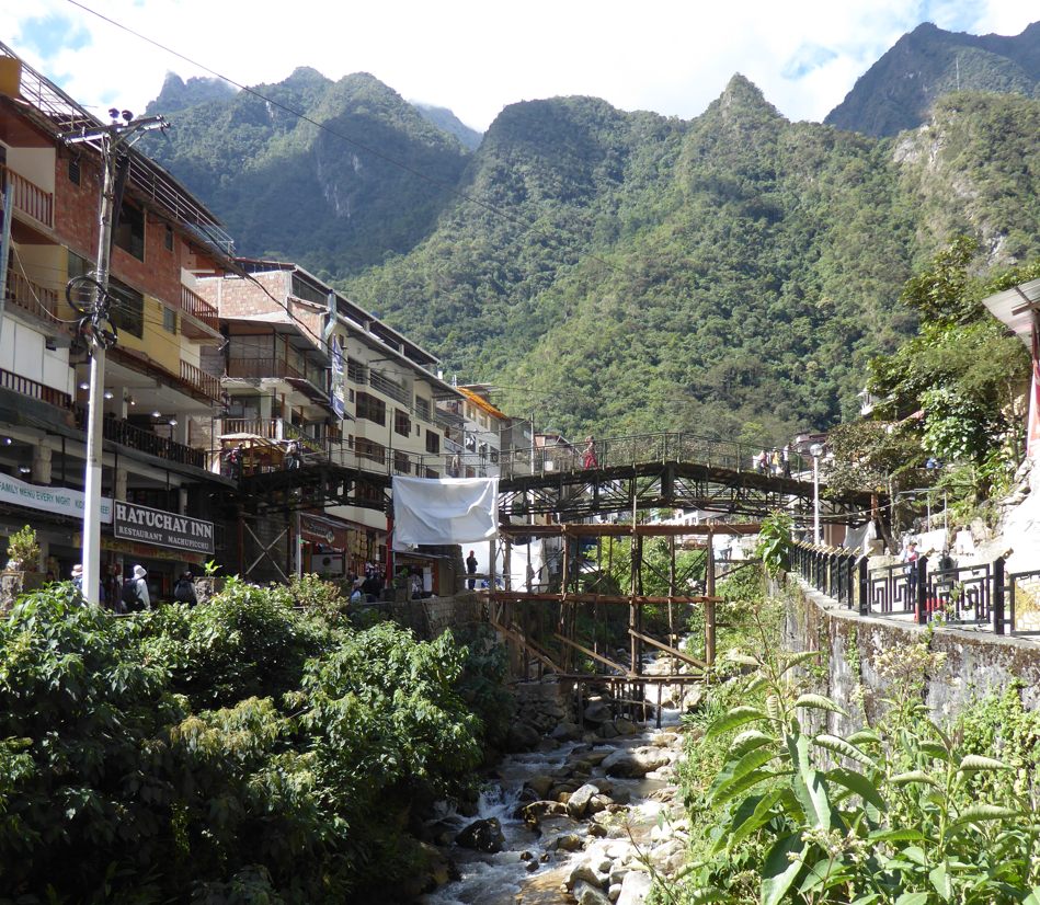 The jungle town of Aguas Calientes, at the base of Machu Picchu, here you can overnight, find good restaurants, and buy short-notice tickets for the ruins.